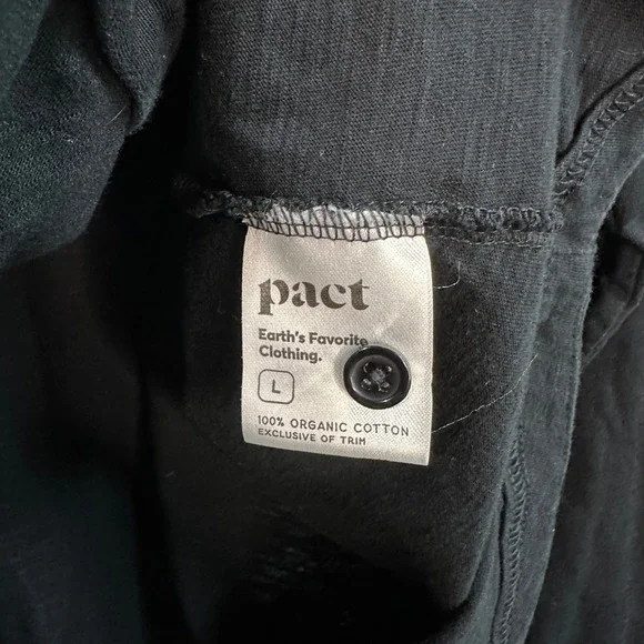 Pact Black Long Sleeve Button Up Shirt 100% Organic Cotton Women's Size L - Picture 3 of 6